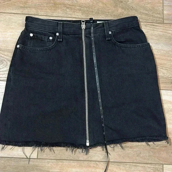 Rag & Bone Black Denim Mini Skirt - Size 26 - Picture 2 of 5